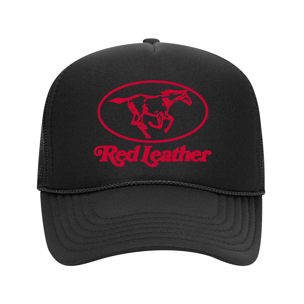 Red Leather Logo Trucker Hat