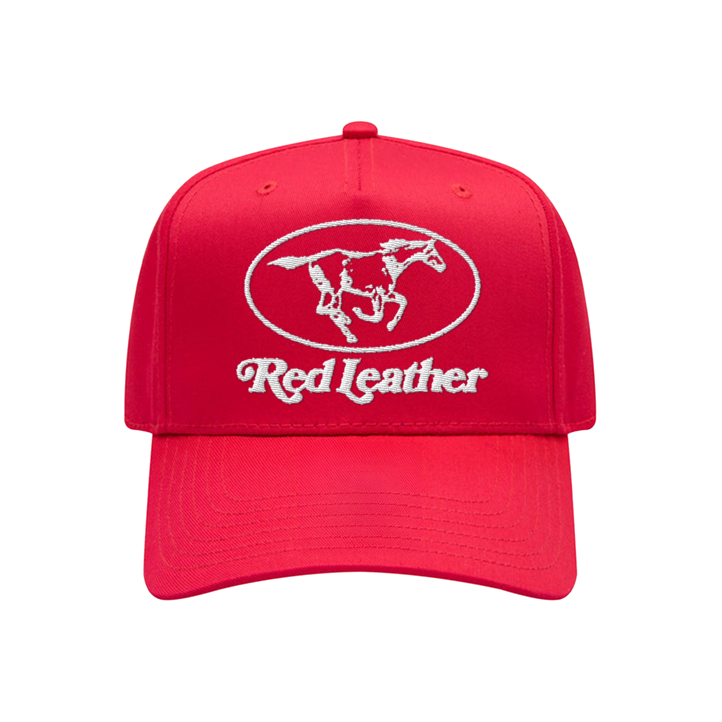 Red Leather Logo Trucker Hat - Red