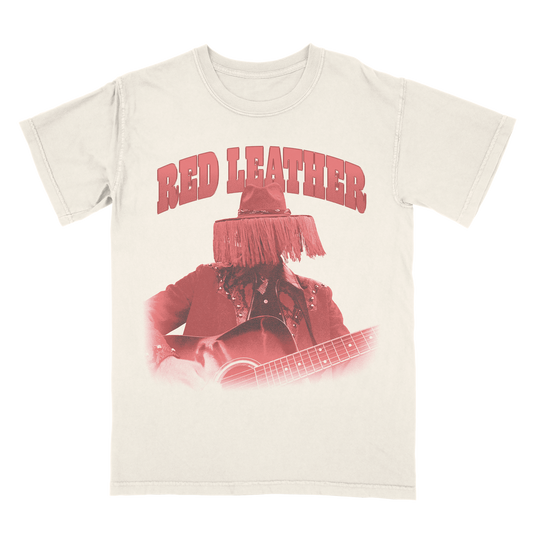 Red Leather Hat T-Shirt - Ivory
