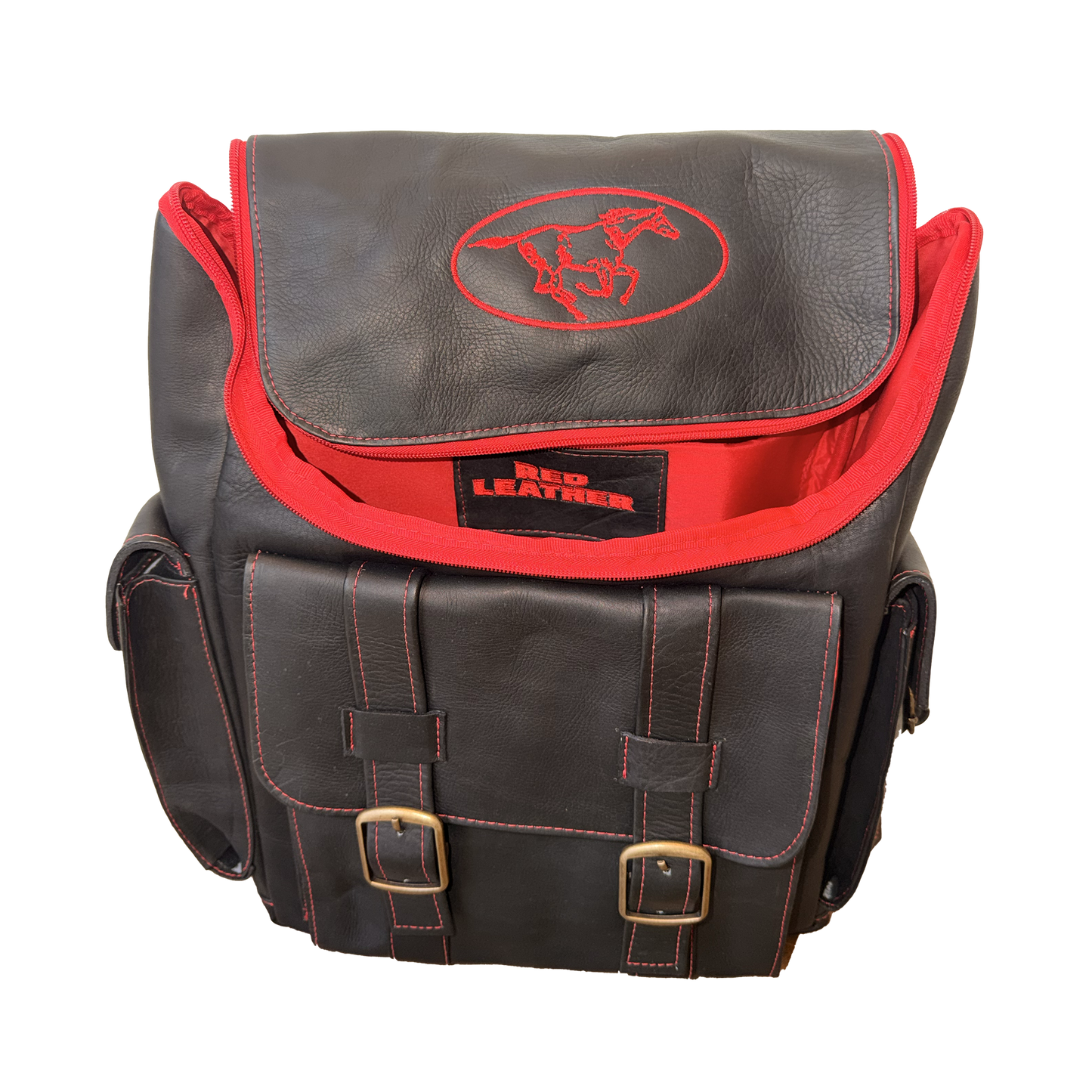 Red Leather Colombian Backpack — Handmade Limited Edition