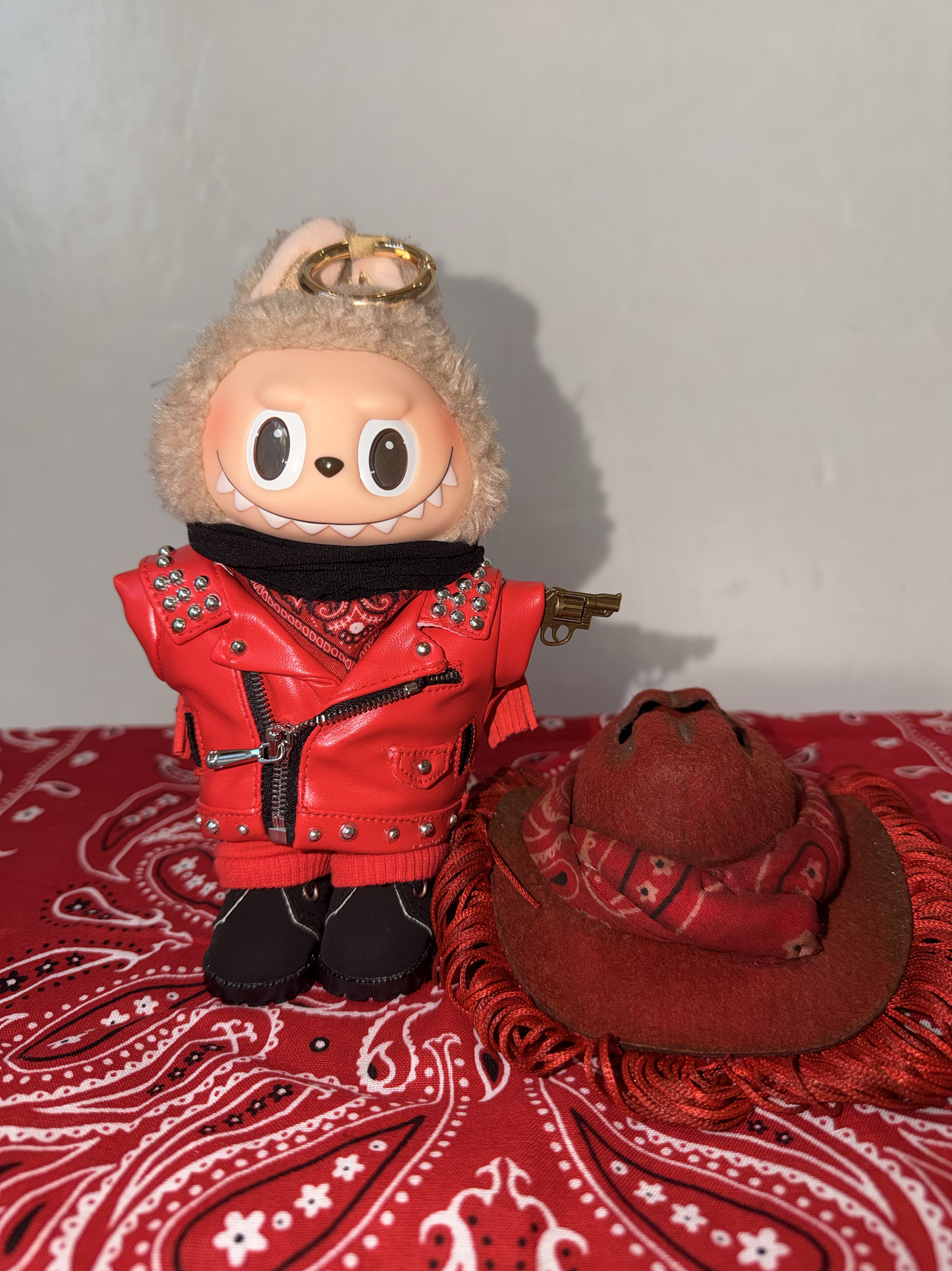Custom Red Leather Labubu — Official Pop Mart Limited Edition