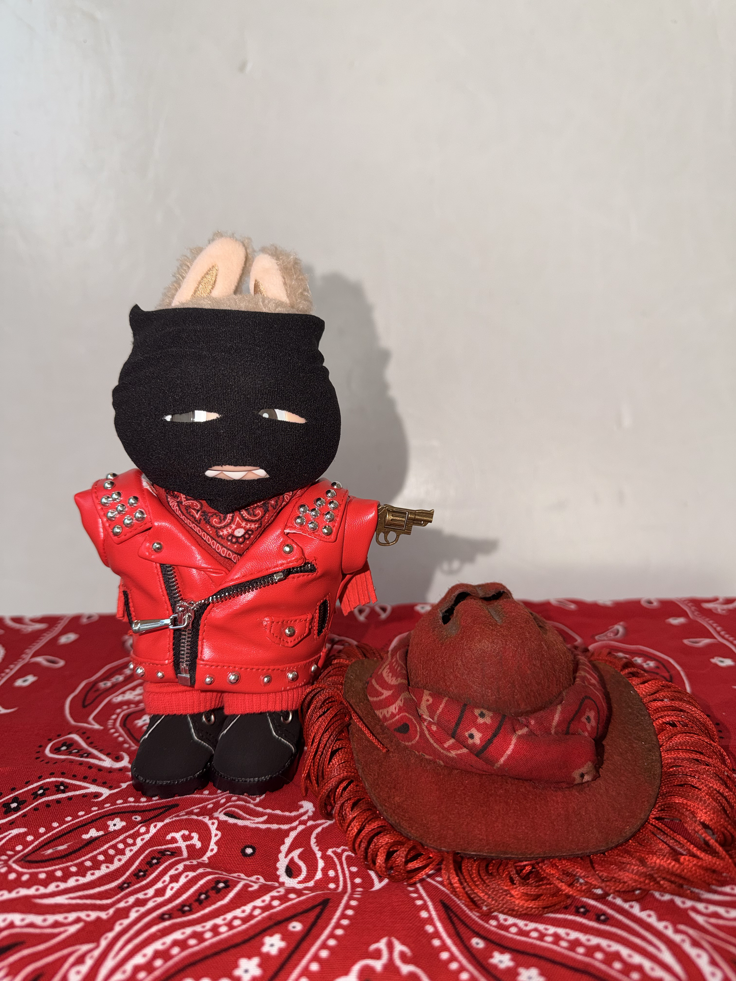 Custom Red Leather Labubu — Official Pop Mart Limited Edition