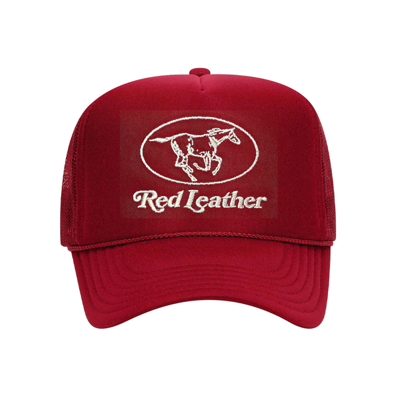 RED LEATHER TOUR TRUCKER HAT