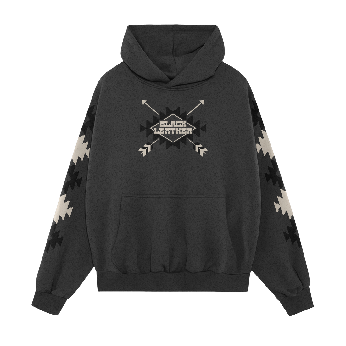 Black Leather Arrows Hoodie – Red Leather