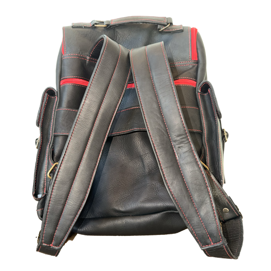 Red Leather Colombian Backpack — Handmade Limited Edition