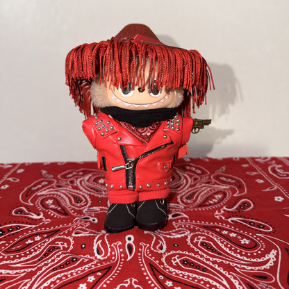 Custom Red Leather Labubu — Official Pop Mart Limited Edition