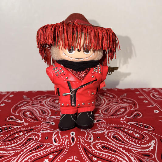 Custom Red Leather Labubu — Official Pop Mart Limited Edition